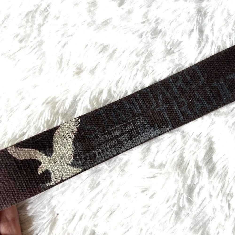 American Eagle Outfitters Canvas Belt Painted Eagle Leather Ends Size L